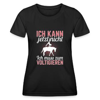 Voltigieren Ich kann jetzt nicht Pferdesport - Frauen Funktions-T-Shirt - Schwarz - Vorne - AI Model Female 172 light (172cm)