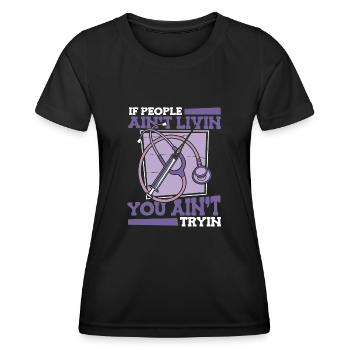 Stéthoscope infirmier - T-shirt sport Femme - noir - Devant - AI Model Female 172 light (172cm)