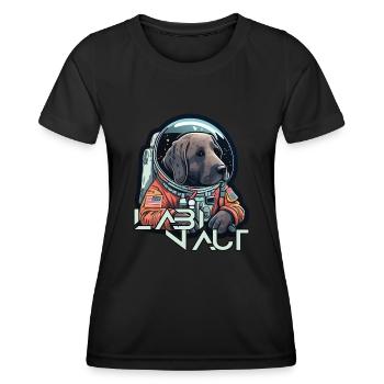 LabbiNaut Labrador Astronauten Hundepapa - Frauen Funktions-T-Shirt - Schwarz - Vorne - AI Model Female 172 light (172cm)