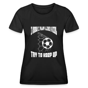 Fußballspieler Fußballdesign Fußballmannschaft - Frauen Funktions-T-Shirt - Schwarz - Vorne - AI Model Female 172 light (172cm)