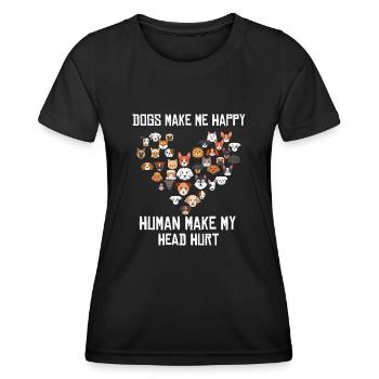Les chiens me rendent heureux humain me font mal à la tête Doglove - T-shirt sport Femme - noir - Devant - AI Model Female 172 light (172cm)