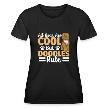 Tous les chiens sont cool mais les griffonnages règnent sur le gribouillage doré - T-shirt sport Femme - noir - Devant - AI Model Female 172 light (172cm)