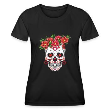 Saint-Valentin Sugar Bone Muertos Day Halloween - T-shirt sport Femme - noir - Devant - AI Model Female 172 light (172cm)