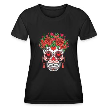 Saint-Valentin Sugar Bone Muertos Day Halloween - T-shirt sport Femme - noir - Devant - AI Model Female 172 light (172cm)