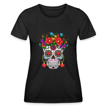 Saint-Valentin Sugar Bone Muertos Day Halloween - T-shirt sport Femme - noir - Devant - AI Model Female 172 light (172cm)