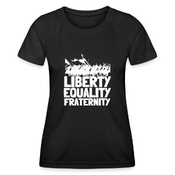 Fraternité Liberte Egalite Français Révolution - T-shirt sport Femme - noir - Devant - AI Model Female 172 light (172cm)