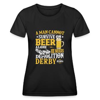 Un homme ne peut pas survivre avec la bière seule Démolition - T-shirt sport Femme - noir - Devant - AI Model Female 172 light (172cm)