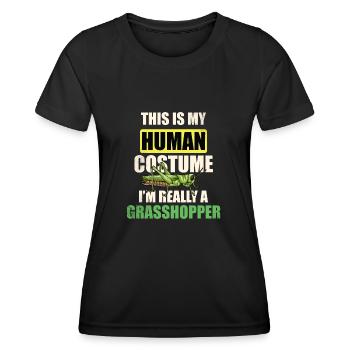 C’est mon costume humain Je suis vraiment un - T-shirt sport Femme - noir - Devant - AI Model Female 172 light (172cm)