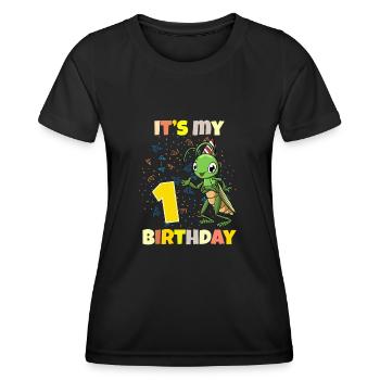 C’est ma sauterelle de 1er anniversaire - T-shirt sport Femme - noir - Devant - AI Model Female 172 light (172cm)