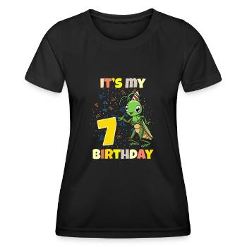 C’est ma sauterelle de 7ème anniversaire - T-shirt sport Femme - noir - Devant - AI Model Female 172 light (172cm)