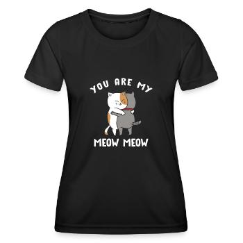 Tu es mon chat miaou miaou - T-shirt sport Femme - noir - Devant - AI Model Female 172 light (172cm)