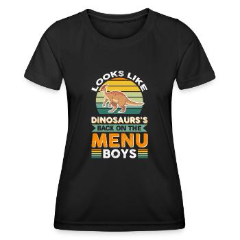 Sieht aus wie Dinosauriers zurück auf der Speisekarte Jungs - Frauen Funktions-T-Shirt - Schwarz - Vorne - AI Model Female 172 light (172cm)