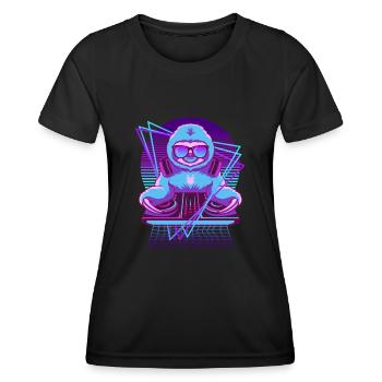 Vaporwave Sloth DJ Desk Sloth - Women's Functional T-Shirt - black - Front - AI Model Female 172 light (172cm)