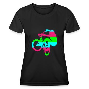 Buntes Fahrrad Motiv Radsport Bmx Freestyle - Frauen Funktions-T-Shirt - Schwarz - Vorne - AI Model Female 172 light (172cm)