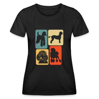 Pudel Retro Hunde - Frauen Funktions-T-Shirt - Schwarz - Vorne - AI Model Female 172 light (172cm)
