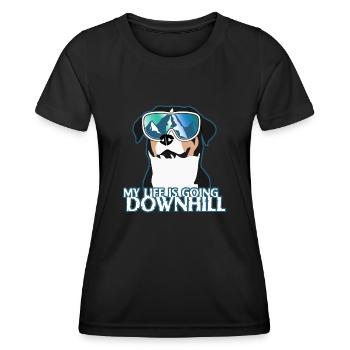 Ski Snowboard Hund mit Skibrille Berge - Frauen Funktions-T-Shirt - Schwarz - Vorne - AI Model Female 172 light (172cm)