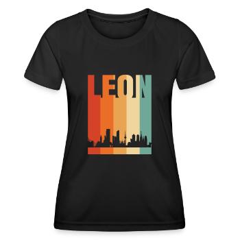 León - Frauen Funktions-T-Shirt - Schwarz - Vorne - AI Model Female 172 light (172cm)