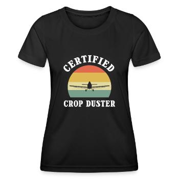 Certified Crop Duster Farting Joke Crop Dusting - Frauen Funktions-T-Shirt - Schwarz - Vorne - AI Model Female 172 light (172cm)