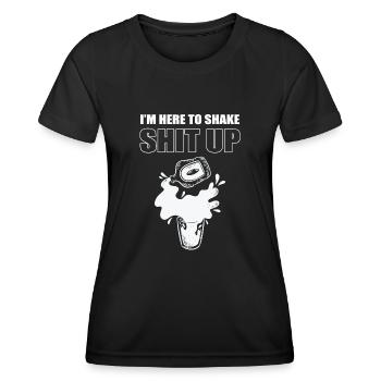 Je suis ici pour secouer la merde Barman Mixologue - T-shirt sport Femme - noir - Devant - AI Model Female 172 light (172cm)