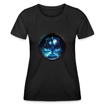 Tragen Sie Ihr astrologisches Sternzeichen mit Stolz: Waage - Frauen Funktions-T-Shirt - Schwarz - Vorne - AI Model Female 172 light (172cm)