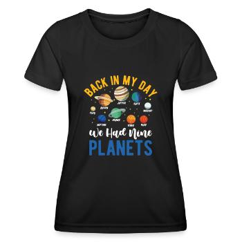 C’est drôle à mon époque, nous avions neuf planètes pour Astro - T-shirt sport Femme - noir - Devant - AI Model Female 172 light (172cm)