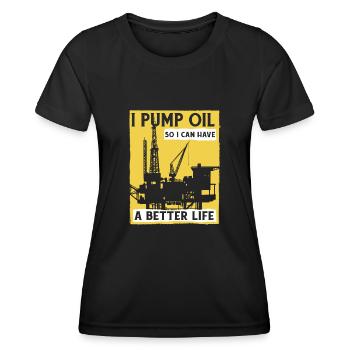 Ölfeld Bohrinsel Pumpe - Frauen Funktions-T-Shirt - Schwarz - Vorne - AI Model Female 172 light (172cm)