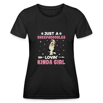Sheepadoodle Doodle Dog - T-shirt sport Femme - noir - Devant - AI Model Female 172 light (172cm)