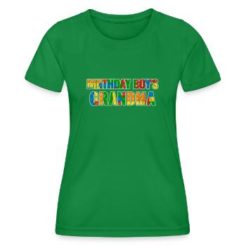 Birthday Kids Grandma Building Blocks - Women's Functional T-Shirt - kelly green - Front - AI Model Female 172 dark (172cm)