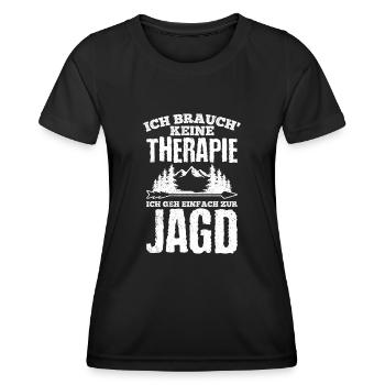 Ich brauch keine Therapie ich geh einfach zur Jagd - Frauen Funktions-T-Shirt - Schwarz - Vorne - AI Model Female 172 light (172cm)