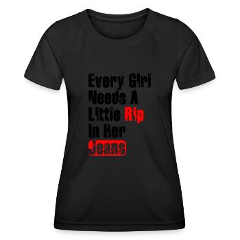 Chaque fille a besoin d’une petite déchirure dans son jean - T-shirt sport Femme - noir - Devant - AI Model Female 172 light (172cm)