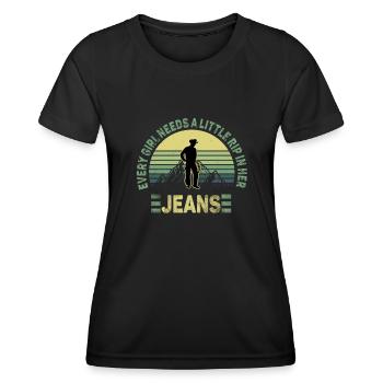 Chaque fille a besoin d’une petite déchirure dans son jean - T-shirt sport Femme - noir - Devant - AI Model Female 172 light (172cm)