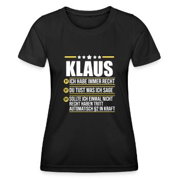 Klaus - Frauen Funktions-T-Shirt - Schwarz - Vorne - AI Model Female 172 light (172cm)
