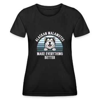 Alaskan Malamute Hund - Frauen Funktions-T-Shirt - Schwarz - Vorne - AI Model Female 172 light (172cm)