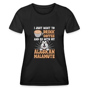 Alaskan Malamute Hund - Frauen Funktions-T-Shirt - Schwarz - Vorne - AI Model Female 172 light (172cm)