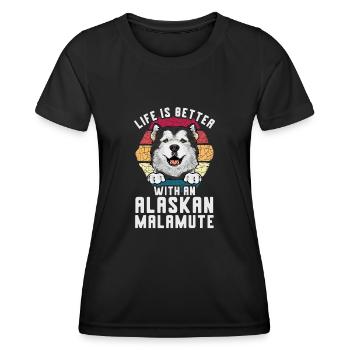 Alaskan Malamute Hund - Frauen Funktions-T-Shirt - Schwarz - Vorne - AI Model Female 172 light (172cm)