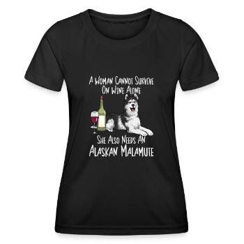 Alaskan Malamute Hund - Frauen Funktions-T-Shirt - Schwarz - Vorne - AI Model Female 172 light (172cm)
