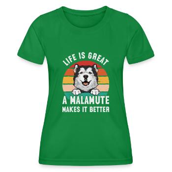 Alaskan Malamute Hund - Frauen Funktions-T-Shirt - Kelly Green - Vorne - AI Model Female 172 dark (172cm)