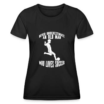Fußballspieler Fußballmannschaft Fußballdesign - Frauen Funktions-T-Shirt - Schwarz - Vorne - AI Model Female 172 light (172cm)
