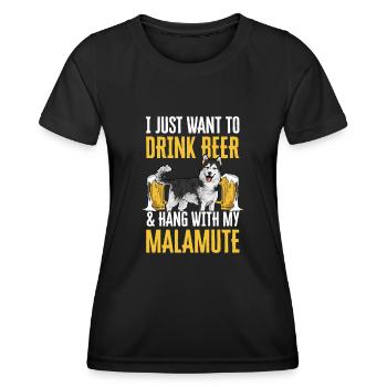 Alaskan Malamute Hund - Frauen Funktions-T-Shirt - Schwarz - Vorne - AI Model Female 172 light (172cm)