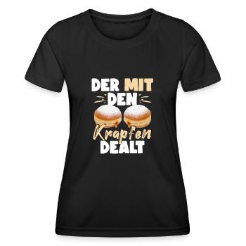 Der Mit Den Krapfen Dealt Faschingskrapfen - Frauen Funktions-T-Shirt - Schwarz - Vorne - AI Model Female 172 light (172cm)
