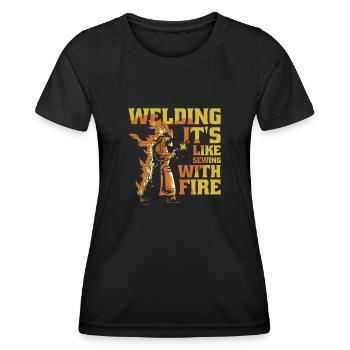 Serrurier soudeur - T-shirt sport Femme - noir - Devant - AI Model Female 172 light (172cm)