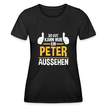 Peter - Frauen Funktions-T-Shirt - Schwarz - Vorne - AI Model Female 172 light (172cm)