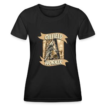 Ölfeld Bohrinsel - Frauen Funktions-T-Shirt - Schwarz - Vorne - AI Model Female 172 light (172cm)