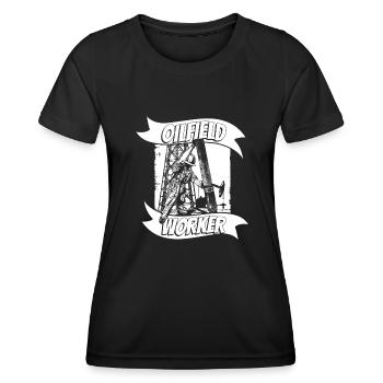Plate-forme pétrolière de champs pétrolifères - T-shirt sport Femme - noir - Devant - AI Model Female 172 light (172cm)