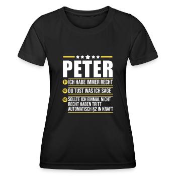 Peter - Frauen Funktions-T-Shirt - Schwarz - Vorne - AI Model Female 172 light (172cm)