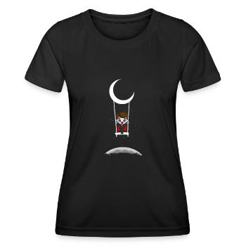 Dracula On Moon Swing Creepy Halloween - T-shirt sport Femme - noir - Devant - AI Model Female 172 light (172cm)