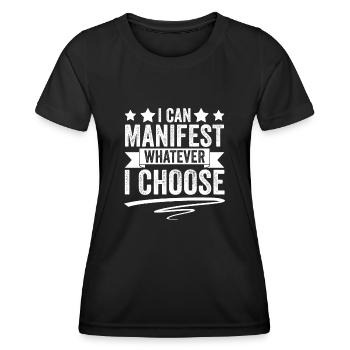 Énergie de manifestation impressionnante Je peux manifester n’importe quoi - T-shirt sport Femme - noir - Devant - AI Model Female 172 light (172cm)