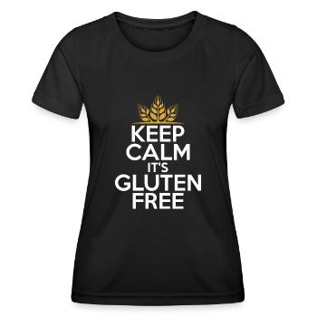Keep Calm it's Gluten Free For Gluten Free Lover - Frauen Funktions-T-Shirt - Schwarz - Vorne - AI Model Female 172 light (172cm)