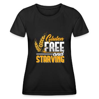 Drôle sans gluten et affamé - T-shirt sport Femme - noir - Devant - AI Model Female 172 light (172cm)