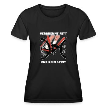 Verbrenne Fett und kein Sprit Eine nachhaltige Art - Frauen Funktions-T-Shirt - Schwarz - Vorne - AI Model Female 172 light (172cm)